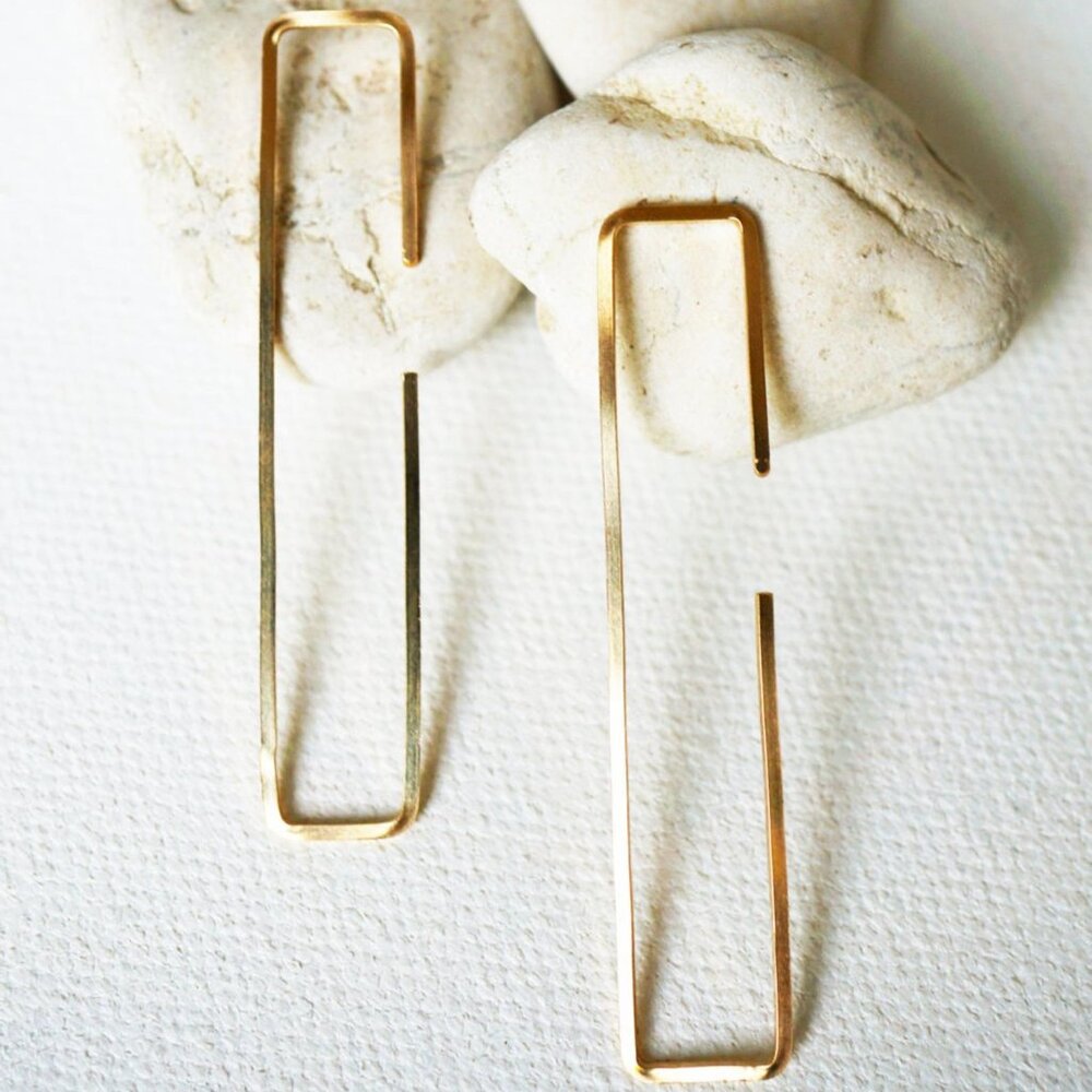 BraveChickJewelry: Reverb Square Wire Rectangular Earrings